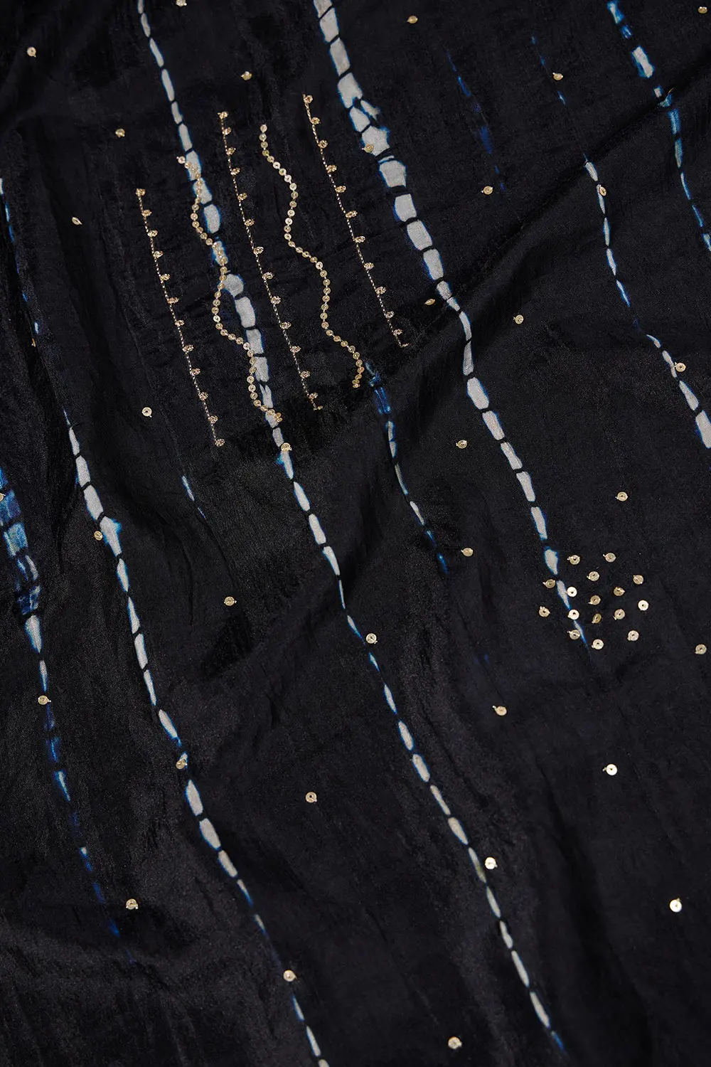 Black Murshidabad Silk Tie and Dye Shibori Saree