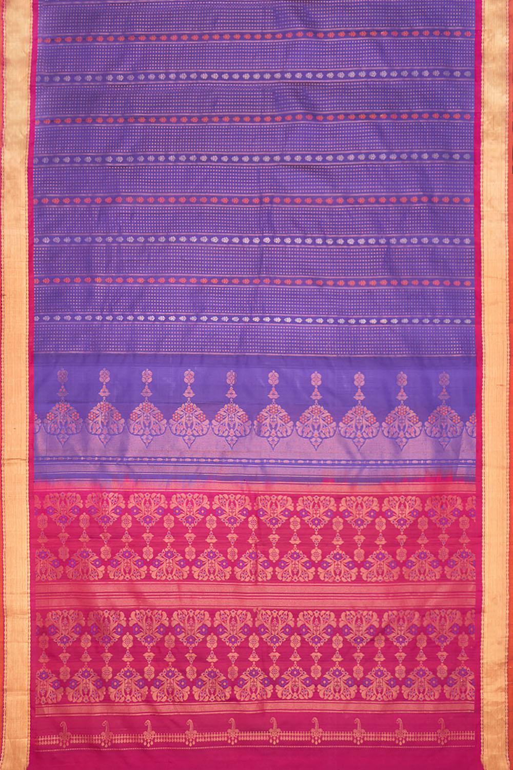 Dark Blue Woven Kanjivaram Inspired Design Pure Silk Saree