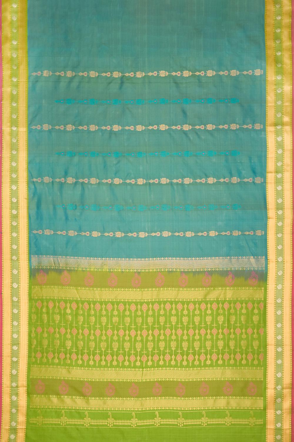 Dark Green Woven Kanjivaram Inspired Design Pure Silk Saree