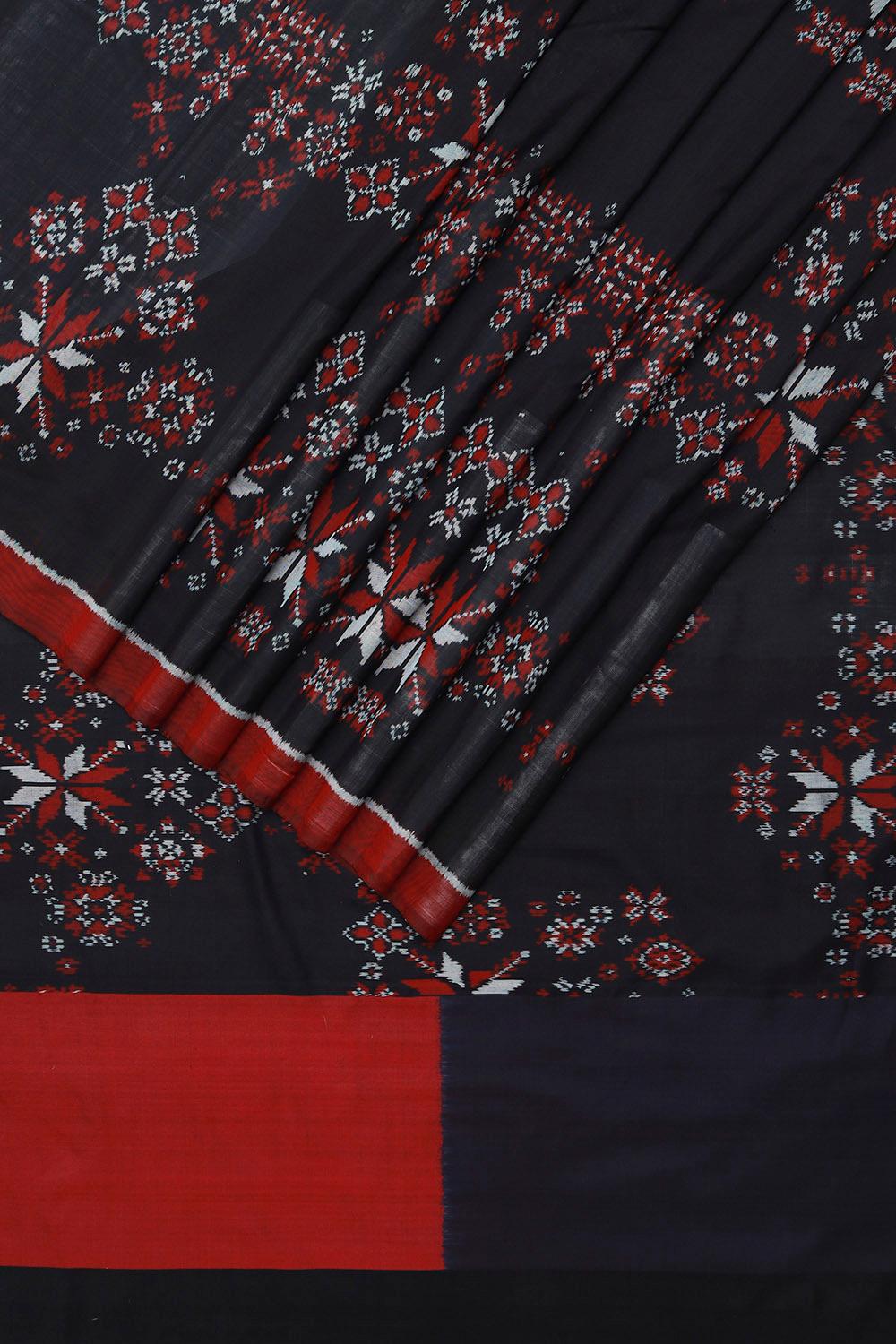 Black Rajkot Pure Silk Ikat Saree