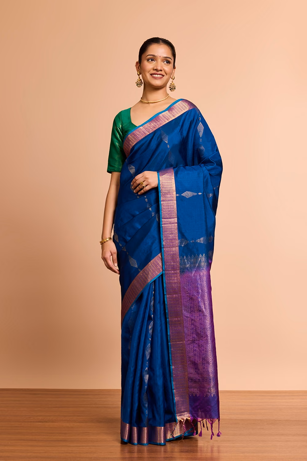 Blue Woven Soft Pure Silk Saree