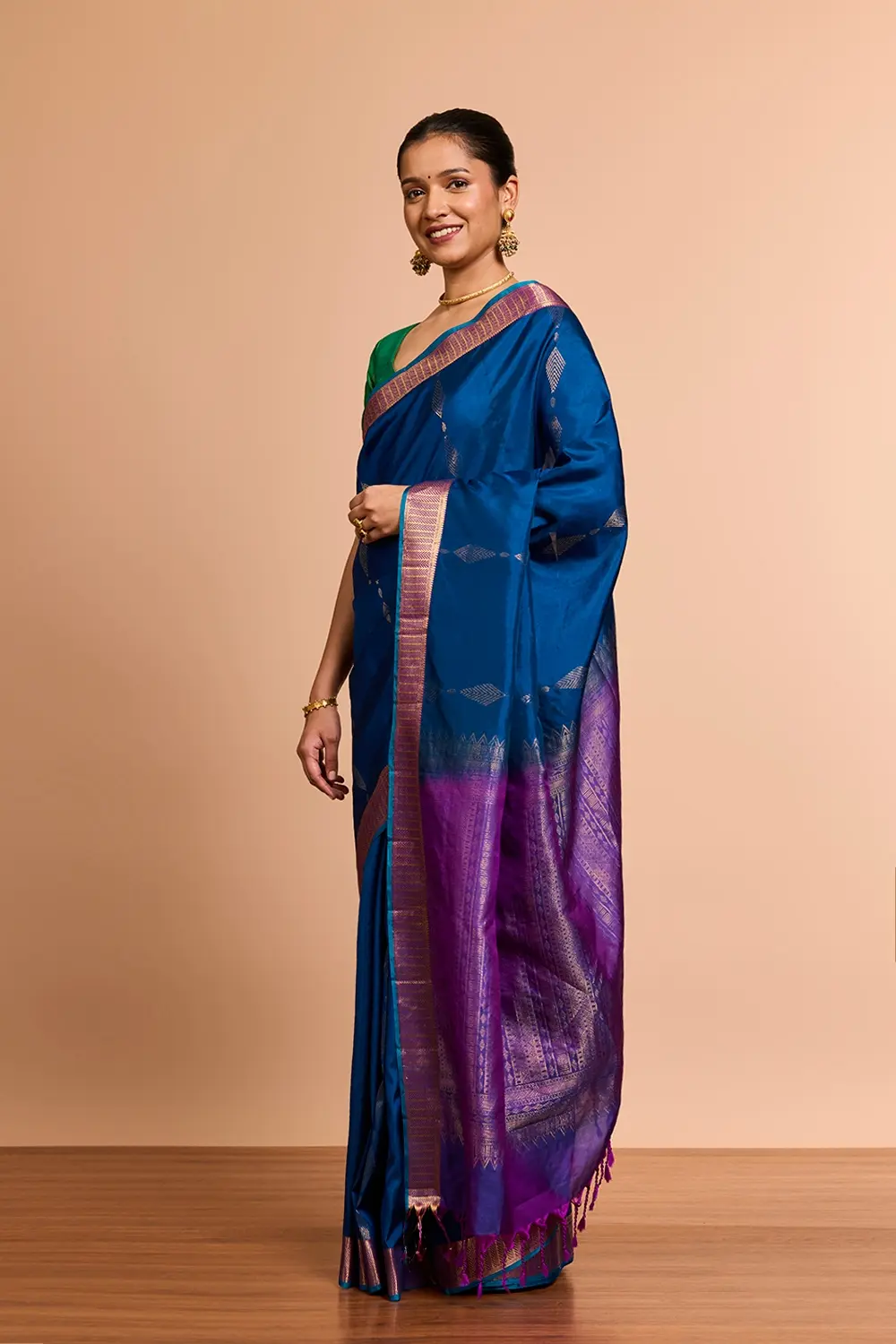 Blue Woven Soft Pure Silk Saree