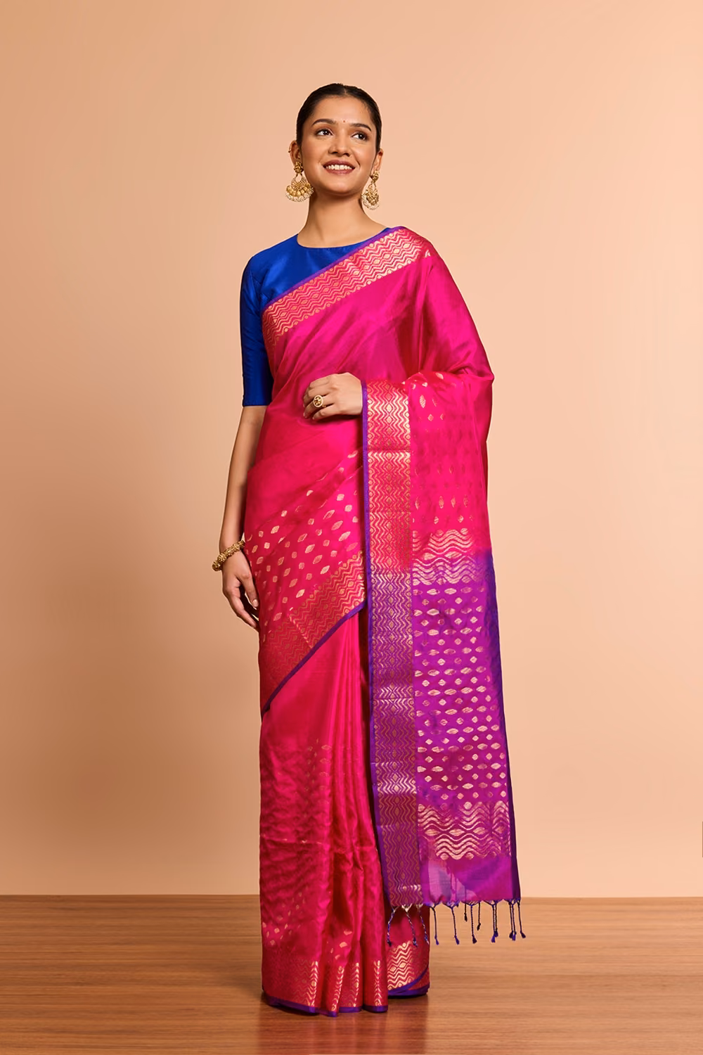 Pink Woven Soft Pure Silk Saree