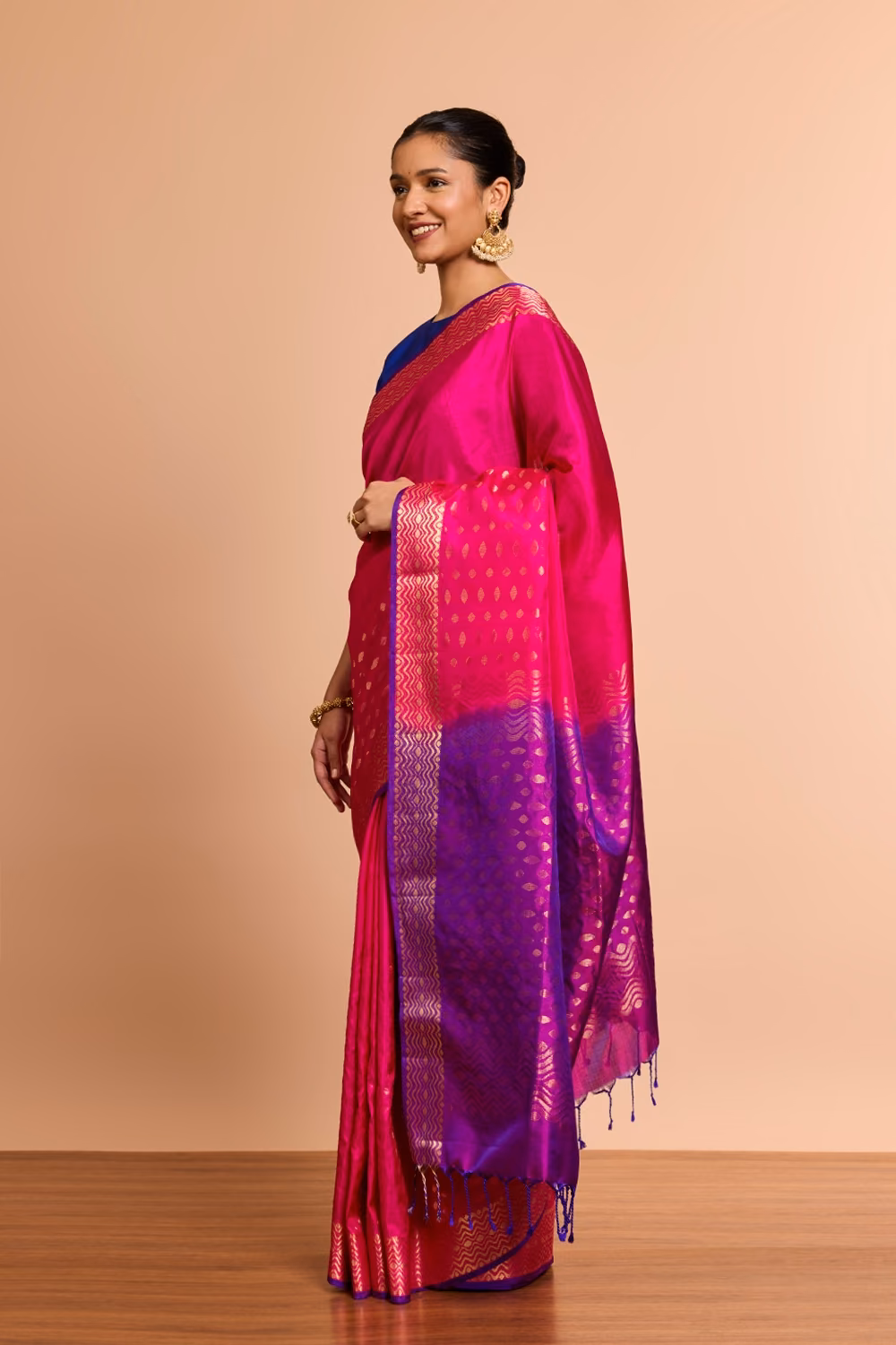 Pink Woven Soft Pure Silk Saree