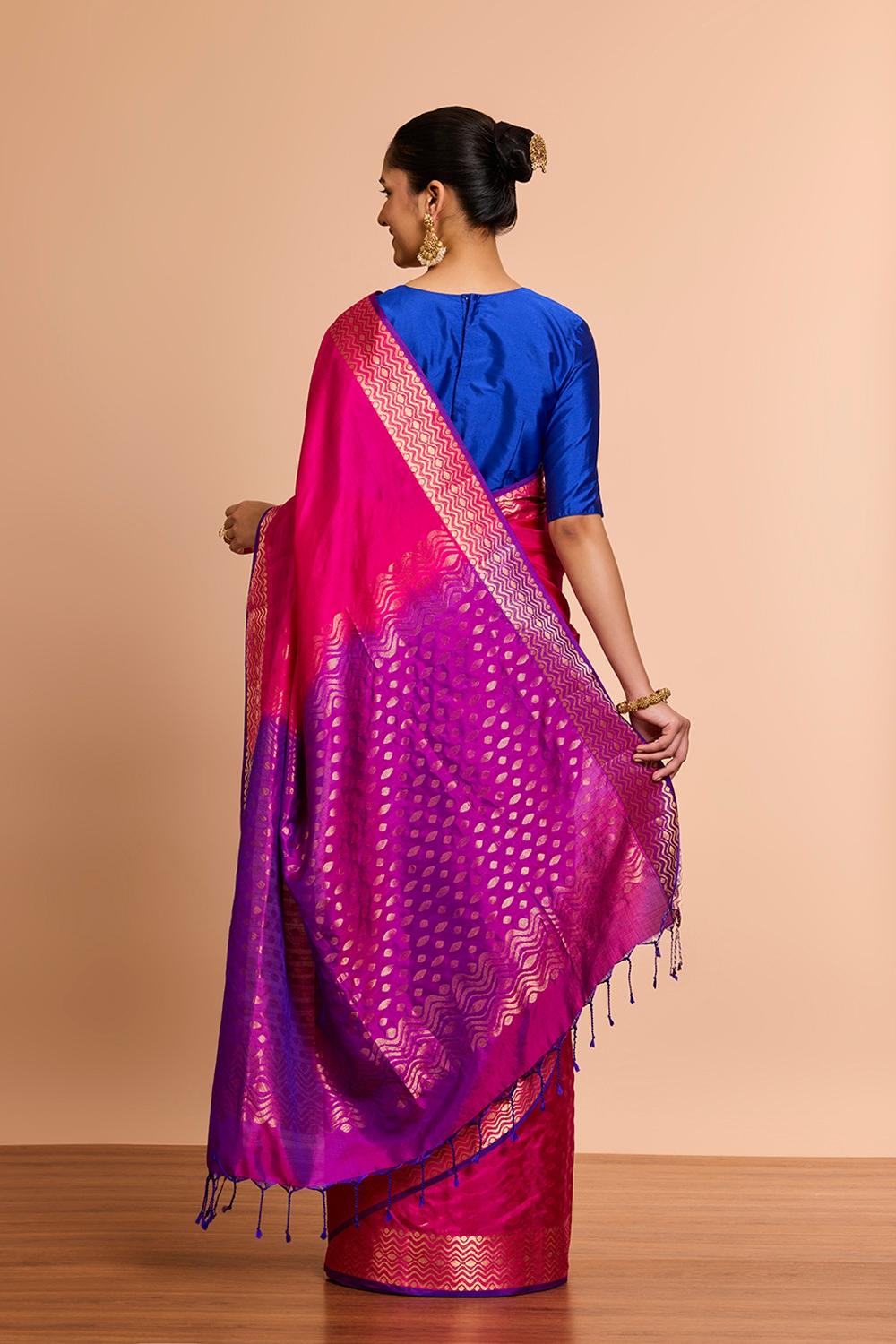 Pink Woven Soft Pure Silk Saree
