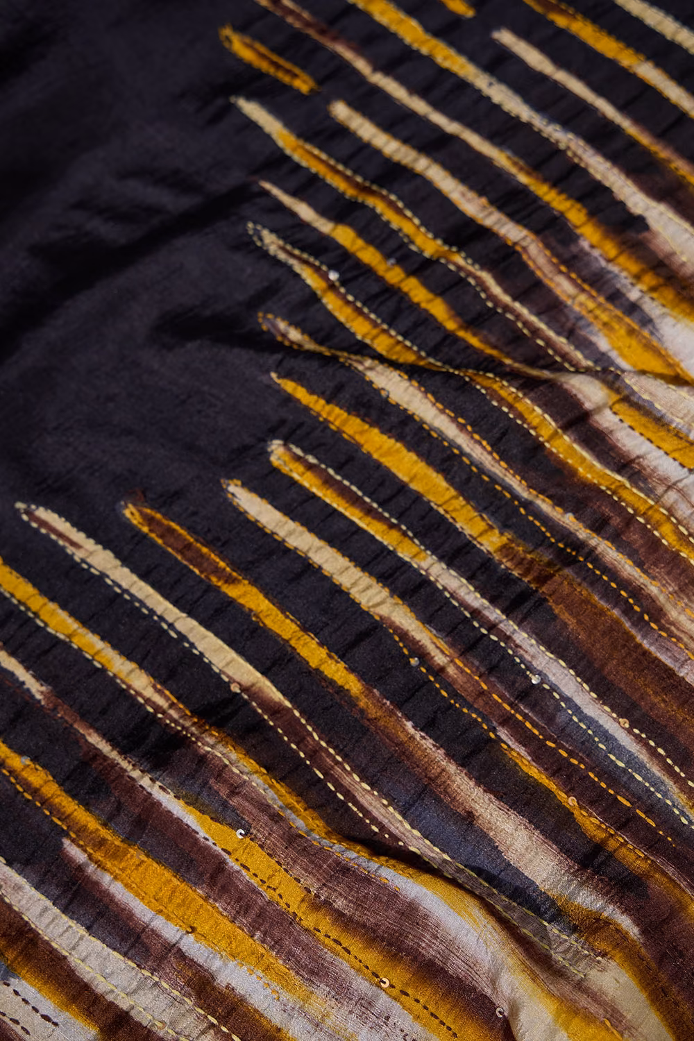 Black Bengal Silk Hand Painted Saree