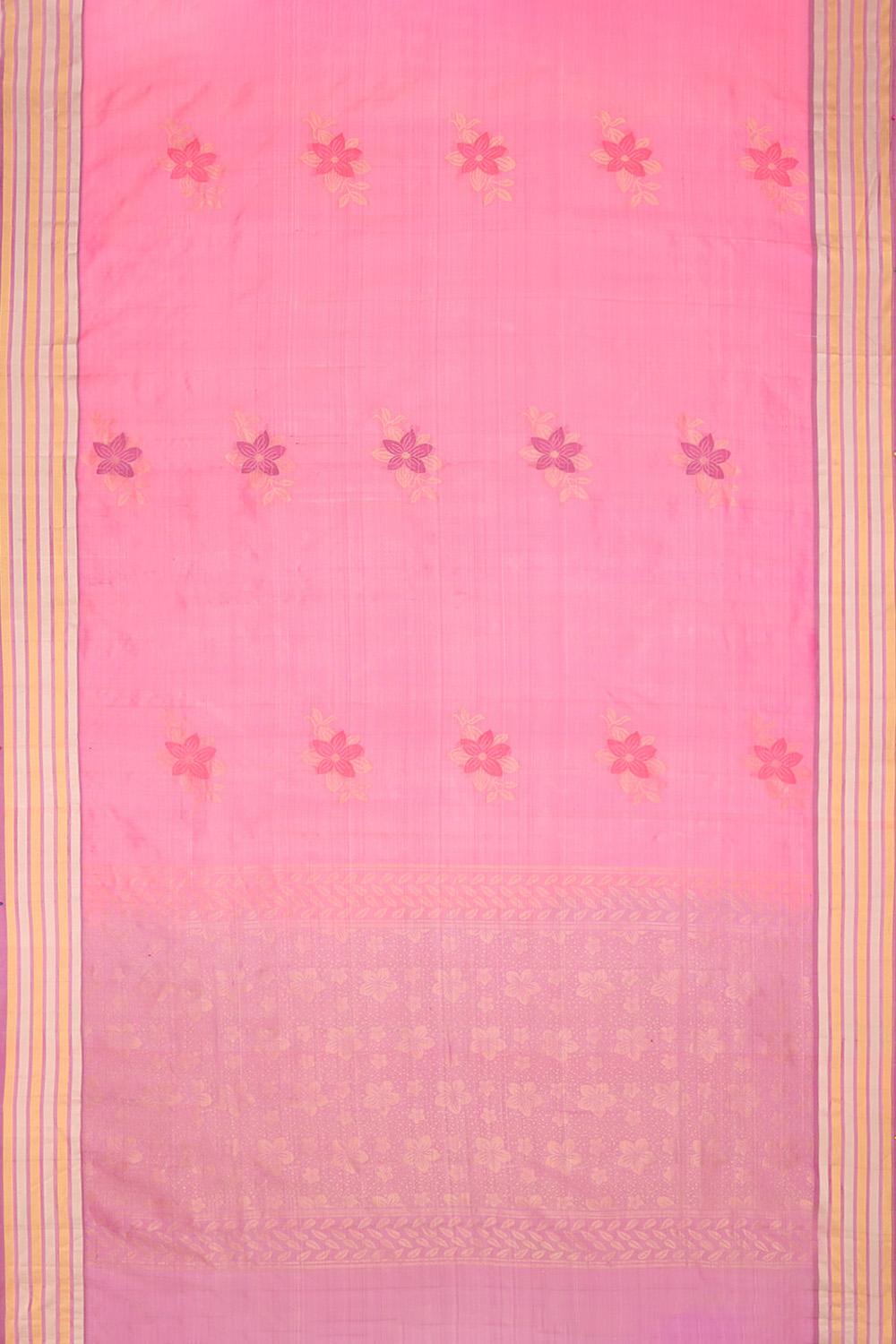 Pink Woven Soft Pure Silk Saree