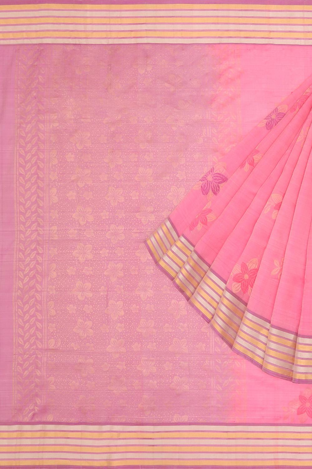 Pink Woven Soft Pure Silk Saree