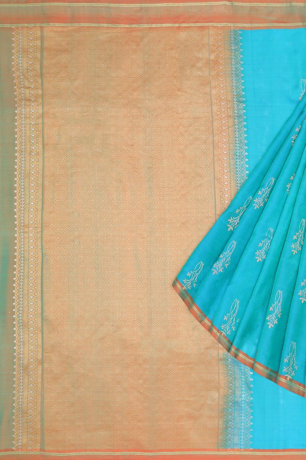 Blue Woven Soft Pure Silk Saree