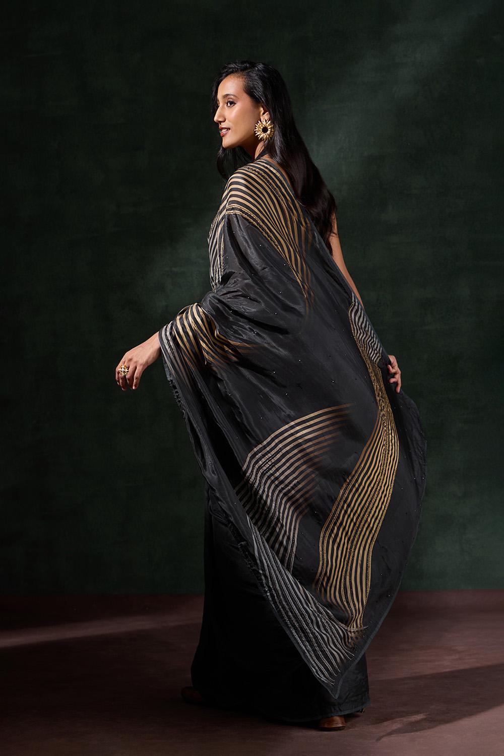 Black Printed Viscose Saree