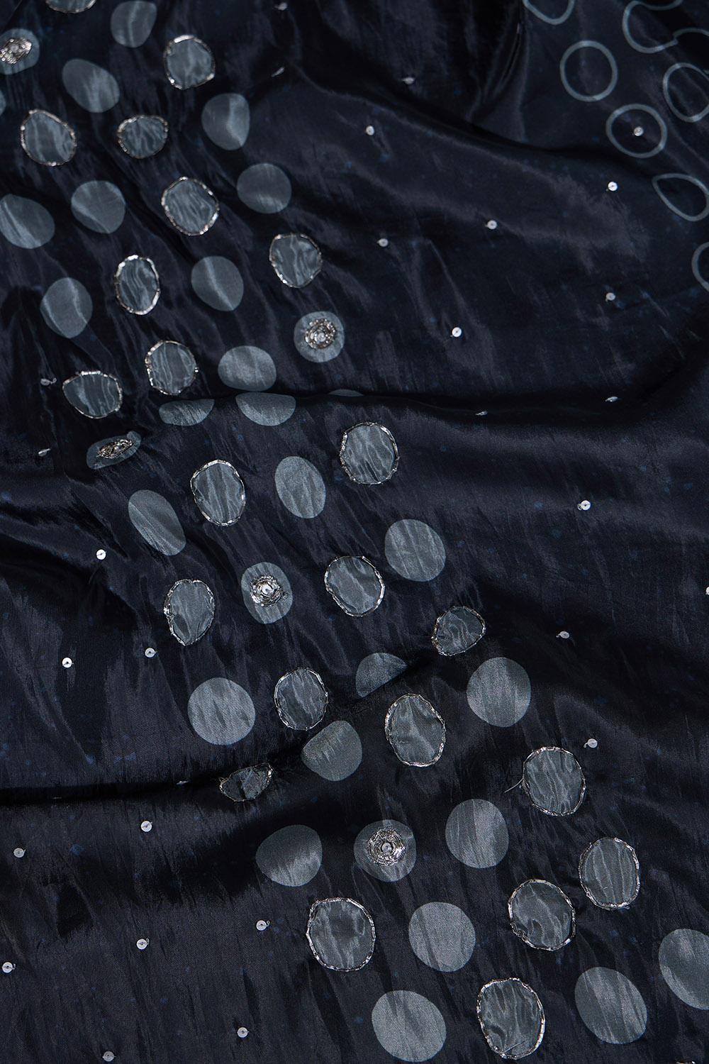 Black Viscose Embroidered Saree