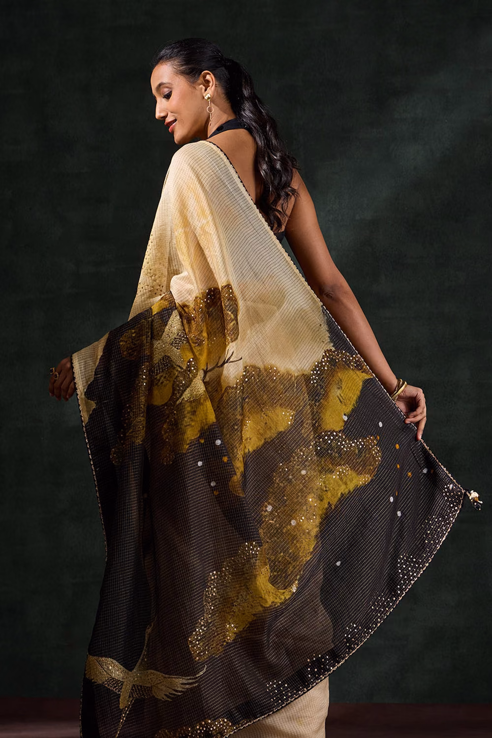 Beige Pure Silk Cotton Embroidered Saree